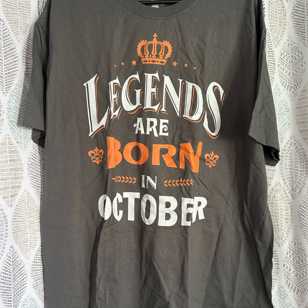 Hanes Dark Gray T-Shirt with Orange Graphic